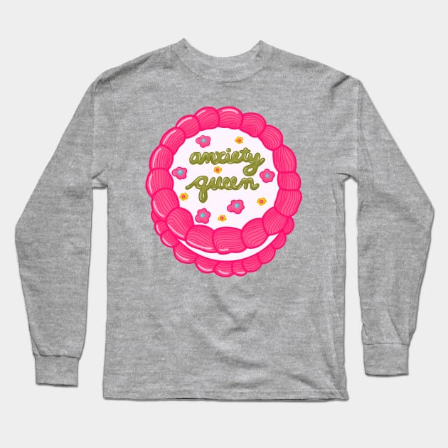 Anxiety Queen Cake Long Sleeve T-Shirt by Moon Ink Design